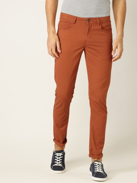 

United Colors of Benetton Men Rust Orange Slim Fit Solid Chinos