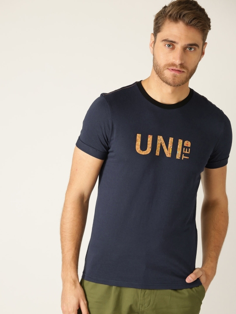 

United Colors of Benetton Men Navy Blue Solid Round Neck T-shirt