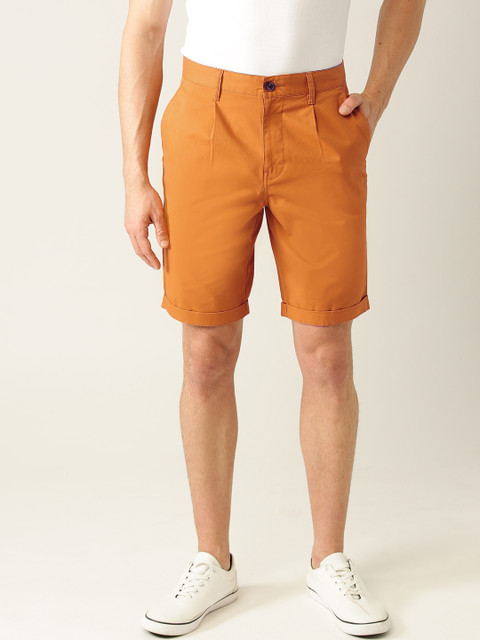 

United Colors of Benetton Men Mustard Brown Solid Slim Fit Chino Shorts