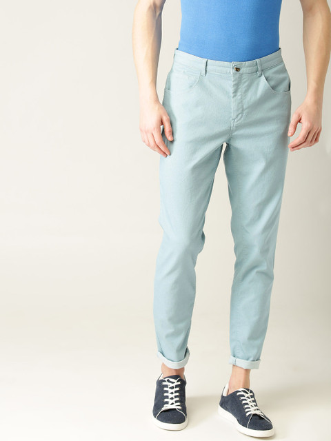 

United Colors of Benetton Men Blue Tapered Fit Solid Chinos