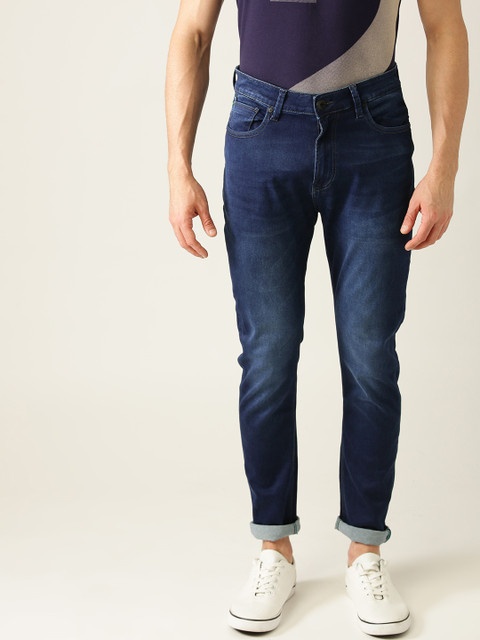 

United Colors of Benetton Men Navy Blue Carrot Fit Mid-Rise Clean Look Stretchable Jeans