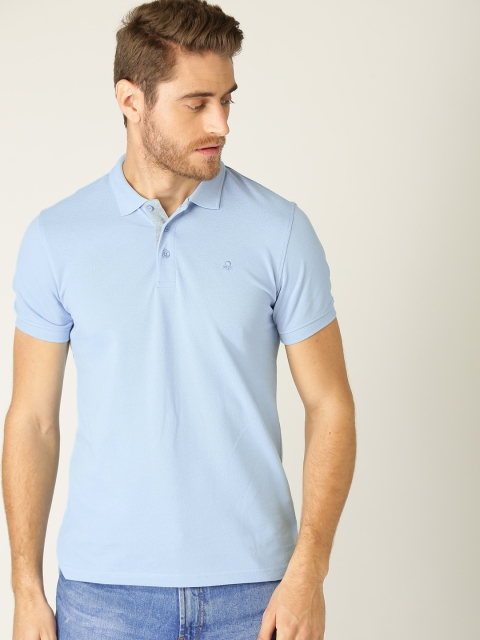 

United Colors of Benetton Men Blue Solid Polo Collar T-shirt