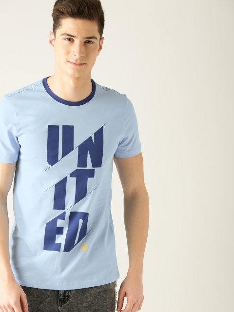 

United Colors of Benetton Men Blue Printed Round Neck T-shirt