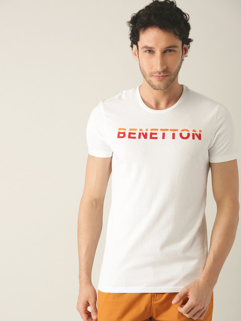 

United Colors of Benetton Men White Solid Round Neck T-shirt