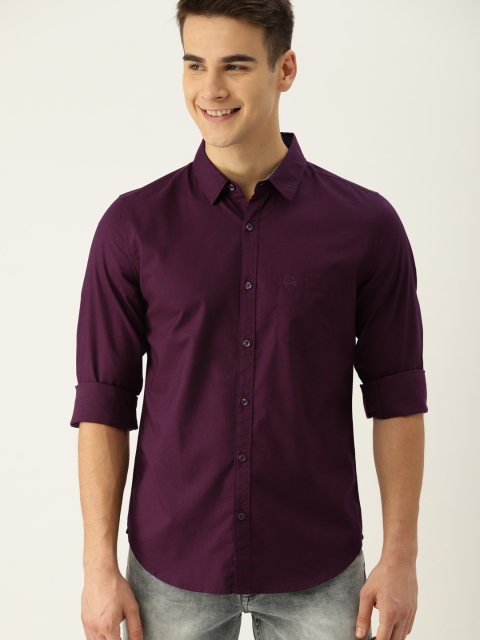 

United Colors of Benetton Men Purple Regular Fit Solid Casual Shirt