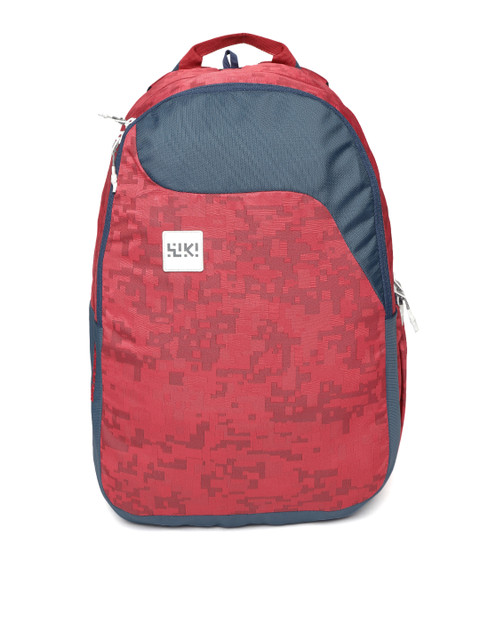

Wildcraft Unisex Red & Navy Blue Geometric Backpack