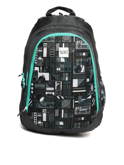 

Wildcraft Unisex WIKI 7 Music Black & Green Graphic Printed Backpack