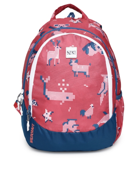 

Wildcraft Unisex Red & Navy Blue Graphic Backpack