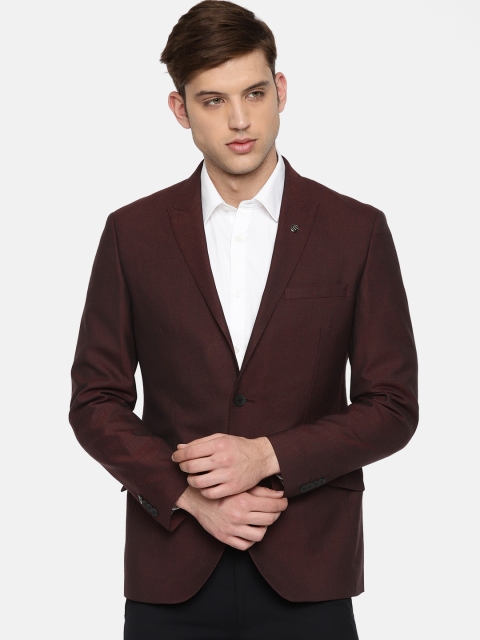 

Raymond Men Burgundy Self-Design Slim Fit Single-Breasted Formal Blazer