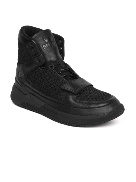 

Supra Men Black Solid Textile THEORY Mid-Top Sneakers