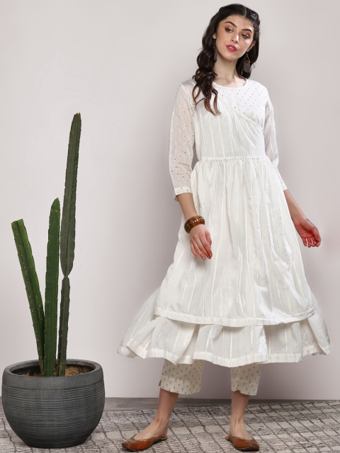 

Sangria Women Off-White Solid Kurta Set