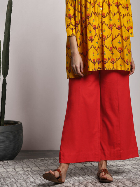 

Sangria Women Maroon Solid Straight Palazzos
