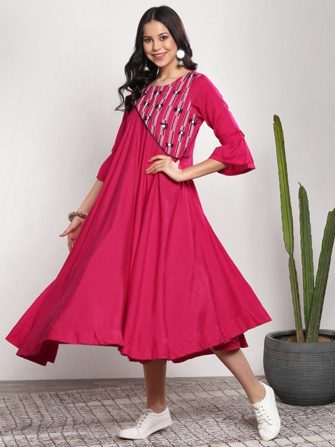 

Sangria Women Pink Solid Fit and Flare Dress