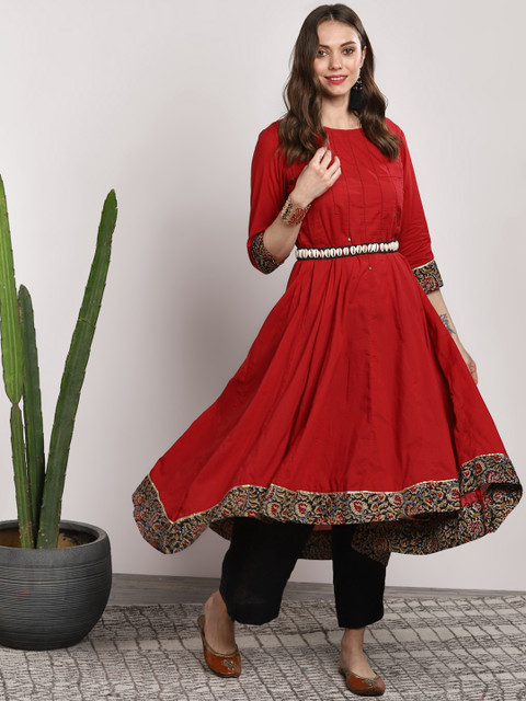 

Sangria Women Red Solid Anarkali Kurta