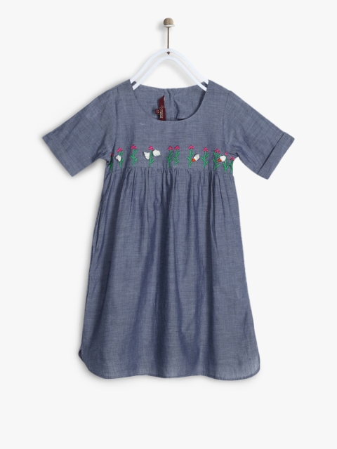 

Sangria Girls Grey Embroidered A-Line Dress