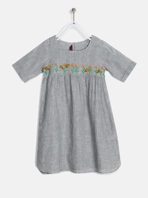 

Sangria Girls Grey Embroidered A-Line Dress