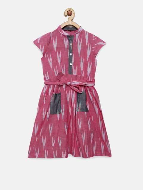 

Sangria Girls Pink & White Printed Fit and Flare Dress