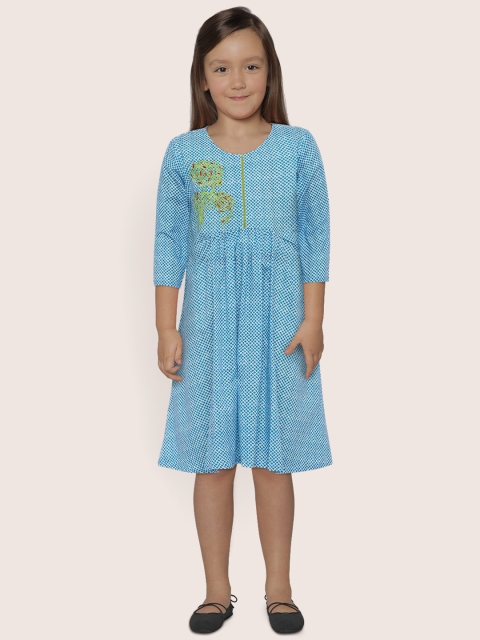 

Sangria Girls Blue & White Checked A-Line Dress