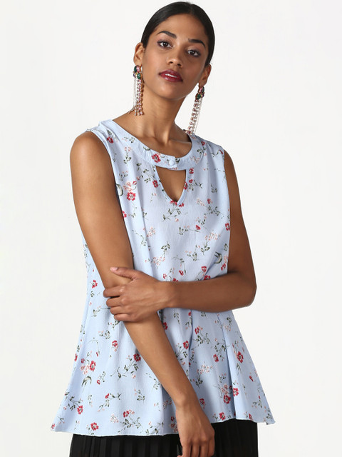 

Miss Bennett Women Blue Ditsy Floral Print A-Line Top