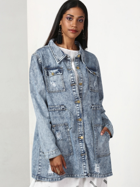 

Miss Bennett Women Blue Solid Denim Jacket