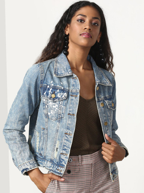 

Miss Bennett Women Blue Solid Denim Jacket
