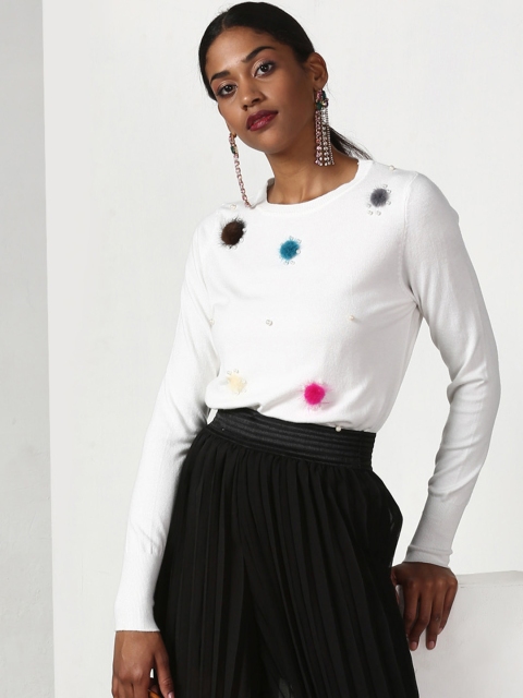 

Miss Bennett Women White Embellished Sweater