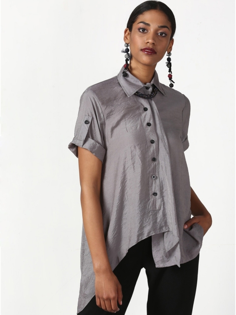 

Miss Bennett Women Grey Solid Shirt Style Top