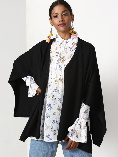 

Miss Bennett Black Solid Open Front Shrug