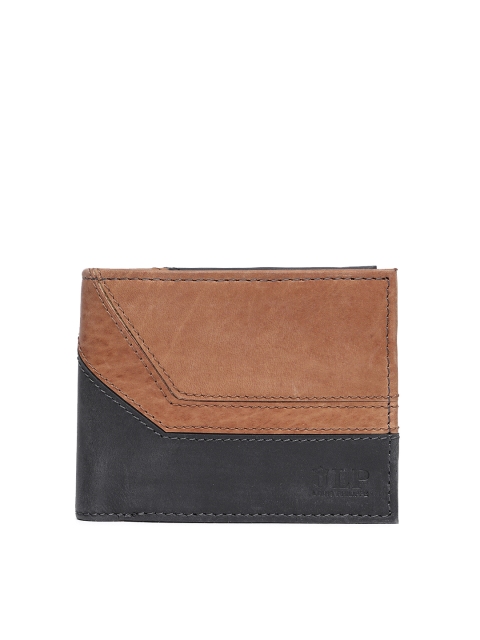 

Louis Philippe Sport Men Leather Navy Blue & Brown Colourblocked Two Fold Wallet