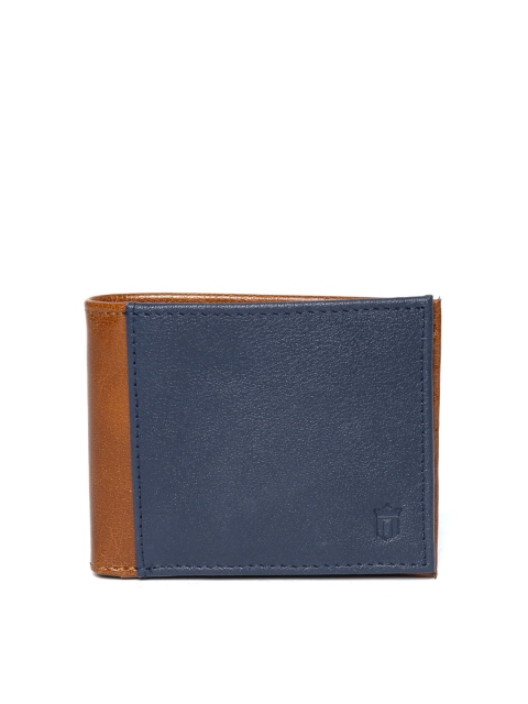 

Louis Philippe Sport Men Navy Blue & Brown Coloublocked Leather Two Fold Wallet