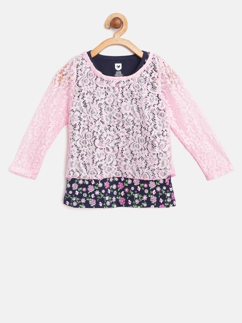 

612 league Girls Pink Lace Top