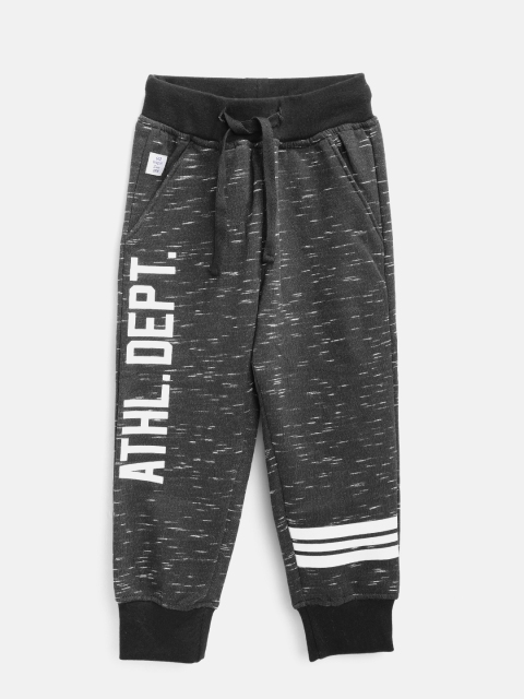 

612 league Boys Charcoal Grey Printed Joggers