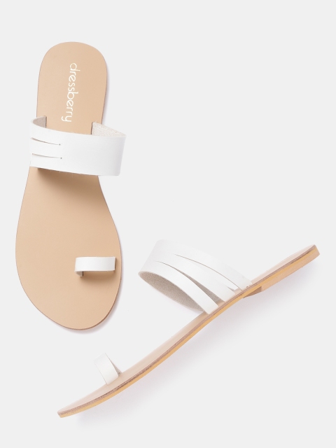 

DressBerry Women White Solid One Toe Flats