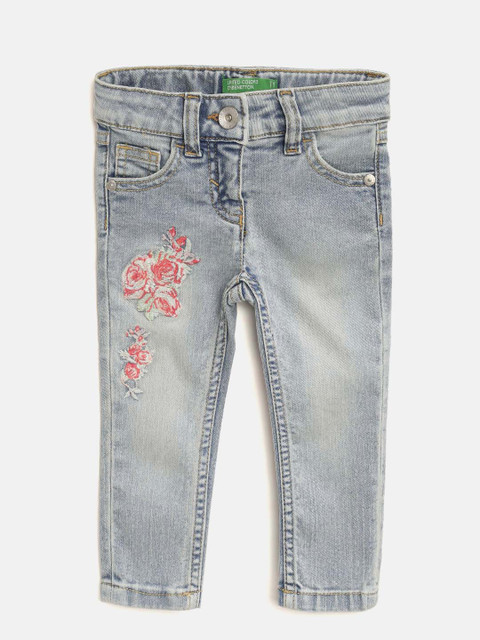 

United Colors of Benetton Girls Blue Mid-Rise Clean Look Stretchable Jeans