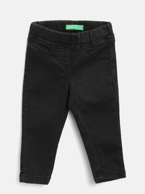 

United Colors of Benetton Girls Black Solid Skinny Fit Treggings