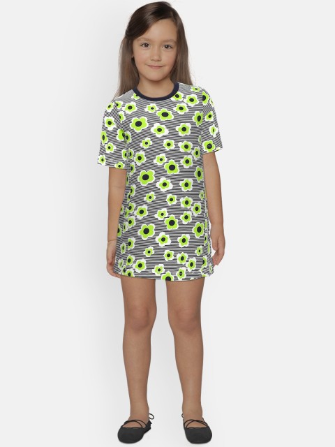 

United Colors of Benetton Girls Navy Blue & White Striped T-shirt Dress