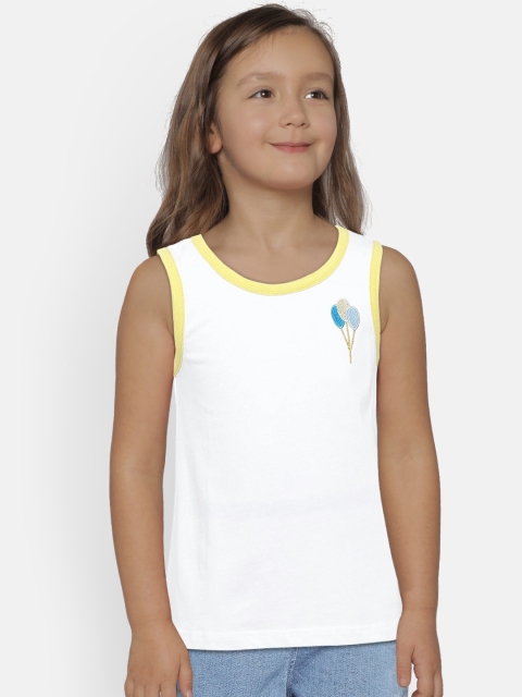 

United Colors of Benetton Girls White Solid Round Neck T-shirt