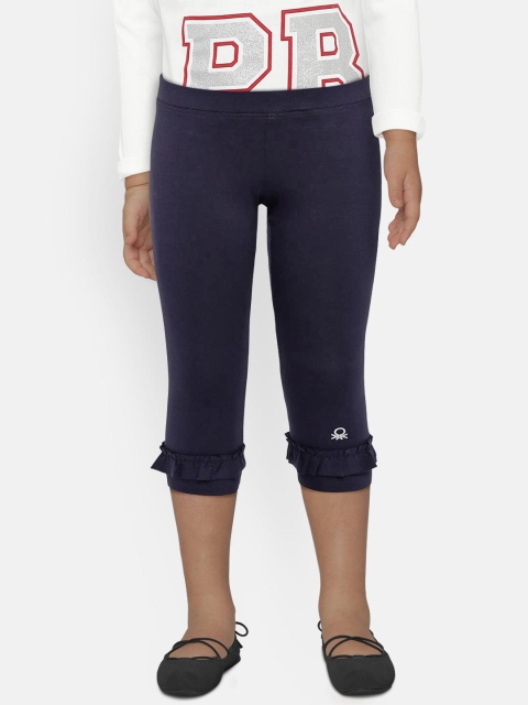 

Peppermint Girls Navy Blue Solid Leggings