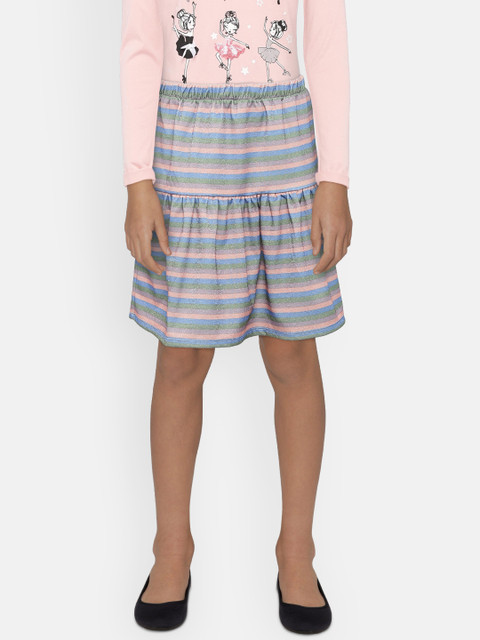 

United Colors of Benetton Multicoloured Striped Shimmer A-Line Skirt, Multi