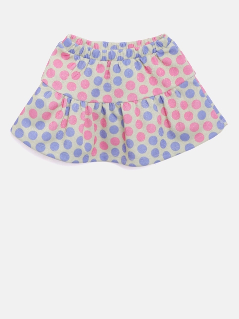 

United Colors of Benetton Girls Beige & Blue Polka Dot Print Shimmer A-Line Skirt