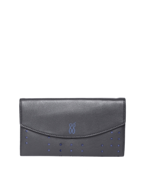 

Baggit Women Black Solid Two Fold Wallet With Cut Work Detail