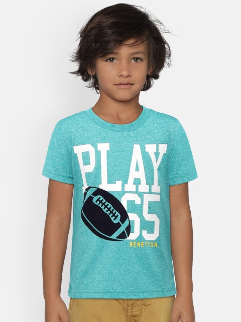 

United Colors of Benetton Boys Green Printed Round Neck T-shirt