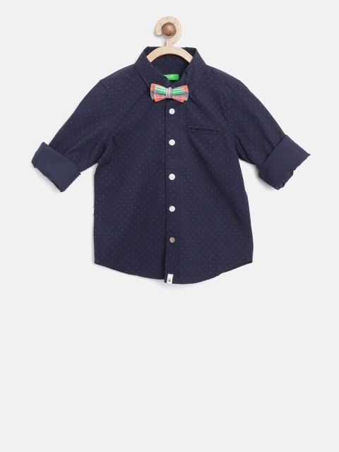

United Colors of Benetton Boys Navy Blue Regular Fit Printed Casual Shirt
