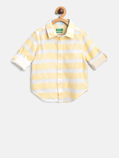 

United Colors of Benetton Boys Yellow & White Striped Casual Shirt