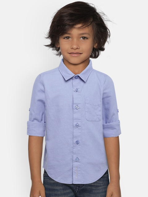 

United Colors of Benetton Boys Blue Regular Fit Solid Casual Shirt