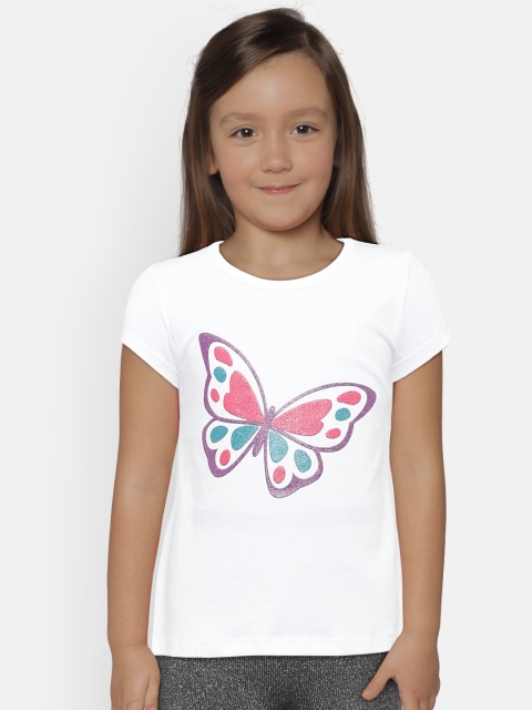 

United Colors of Benetton Girls White Printed Round Neck T-shirt