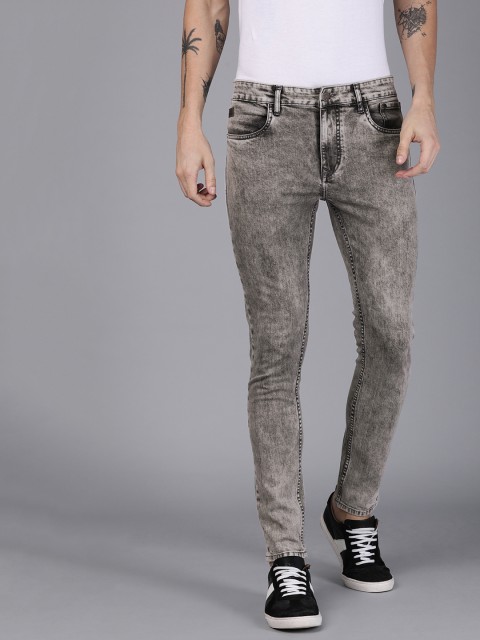 

WROGN Men Grey Skinny Fit Mid-Rise Clean Look Stretchable Jeans