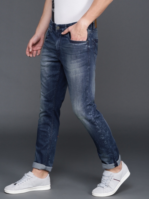 

WROGN Men Blue Slim Fit Mid-Rise Low Distress Stretchable Jeans