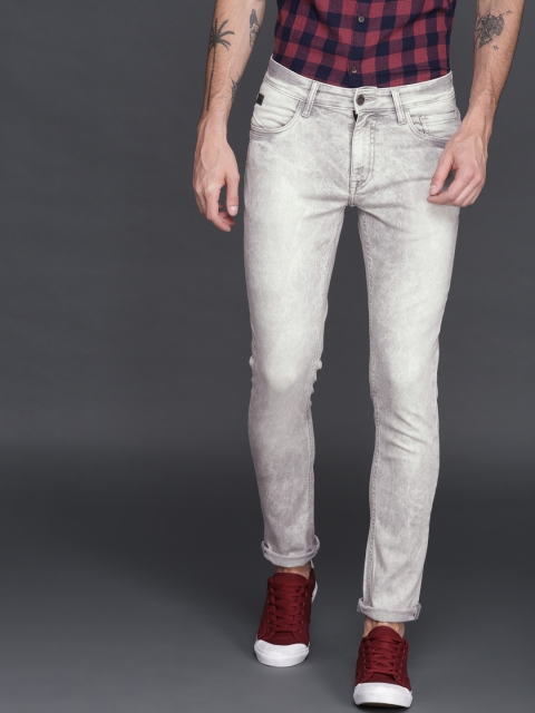 

WROGN Men Grey Slim Fit Mid-Rise Clean Look Stretchable Jeans