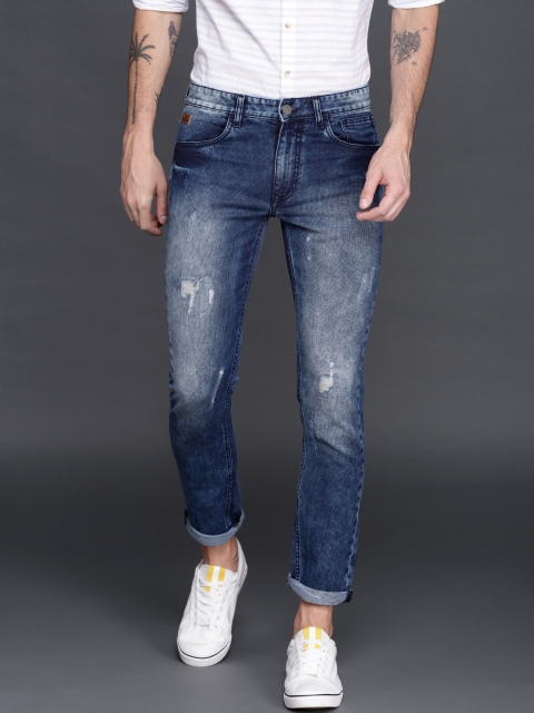 

WROGN Men Blue Slim Fit Mid-Rise Mildly Distressed Jeans